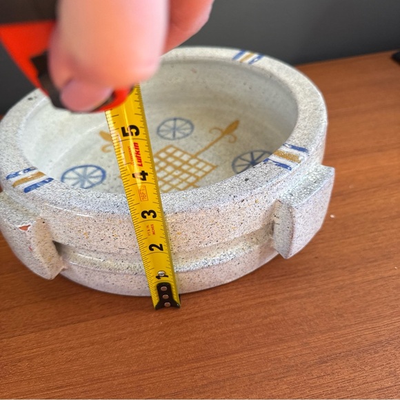 Modernist Bowl Tray Planter Alfaraz ceramic art Brutalist Hand painted Large - Picture 9 of 12